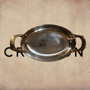Vintage-Style CROFTON Oval Copper Mini Serving Dish w/ Handles – Rustic Patina